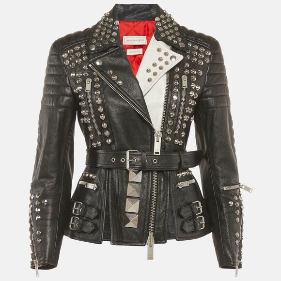 Alexander Mcqueen Jackets & Blazers - Alexander Mcqueen Black Leather Studded Biker Jacket S